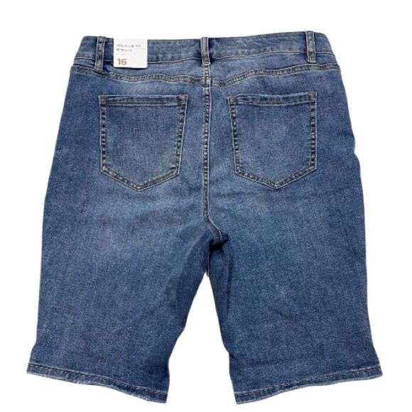 Lane Bryant Signature Fit Mid-Rise Bermuda Denim Shorts Size 16 (34x12) NWT - Picture 2 of 13